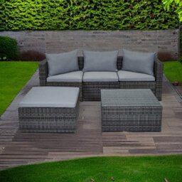 Evre 4 Seat Grey Outdoor Rattan Garden Furniture Sofa Set With Coffee Table - Malaga For Conservatories Patios - thumbnail 2