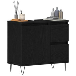 Berkfield Stylish Bathroom Sink Cabinet Black Oak 65X33X60 Cm Engineered Wood - thumbnail 3