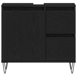 Berkfield Stylish Bathroom Sink Cabinet Black Oak 65X33X60 Cm Engineered Wood - thumbnail 6