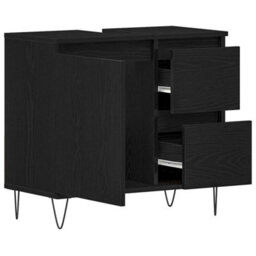 Berkfield Stylish Bathroom Sink Cabinet Black Oak 65X33X60 Cm Engineered Wood - thumbnail 5