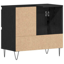 Berkfield Stylish Bathroom Sink Cabinet Black Oak 65X33X60 Cm Engineered Wood - thumbnail 8