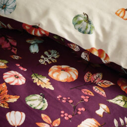 Catherine Lansfield Autumn Pumpkins Plum Duvet Cover Set With Pillowcase Single Bedding Set - thumbnail 4