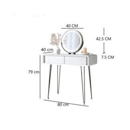 CARME Home Piper White Dressing Table With Zara Led Mirror - thumbnail 5