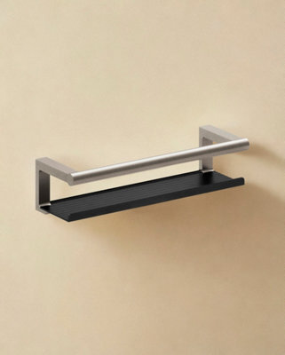 Cosmic Bathroom Shelf, Bathroom Organizer, Matt Silver And Black, Architect S+ Collection - image 1