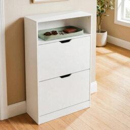 2 Drawer Shoe Cabinet With Shelf Slim Space Saving Storage - thumbnail 4