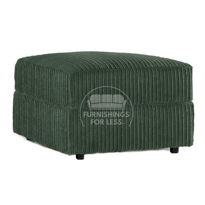 Furnishings For Less UK Luxor  Delta  Ferguson Green Fabric Soft Jumbo Cord Footstool