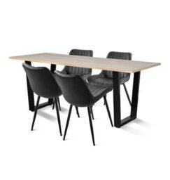 Hallowood Furniture Dudley Dinning Table 1.5M With 4 Black Bonded Leather Chairs - thumbnail 8