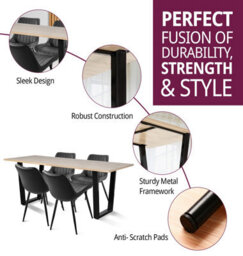 Hallowood Furniture Dudley Dinning Table 1.5M With 4 Black Bonded Leather Chairs - thumbnail 2