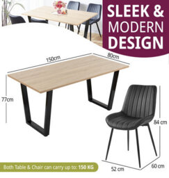 Hallowood Furniture Dudley Dinning Table 1.5M With 4 Black Bonded Leather Chairs - thumbnail 3
