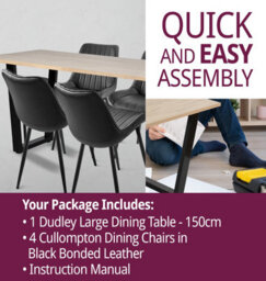 Hallowood Furniture Dudley Dinning Table 1.5M With 4 Black Bonded Leather Chairs - thumbnail 7