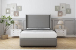 "Comfort Ayla Pewter Dumfries Divan Bed Set No Drawers - 54"" Wingback & 12"" Footboard 3' Single" - thumbnail 1