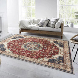 Ameha Cashmere Red Floral Rug Area Bedroom Carpet Study Room Rugs-(Whisper, 120X170 Cm) - thumbnail 9