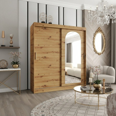 Selfie 180Cm Sliding Wardrobe 2 Door With Mirror Modern Bedroom And Living Room Storage Closet 180Cm Width Artisanoak - image 1