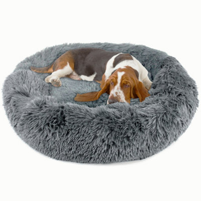 Large Dog Bed Fluffy Donut Cushion In Grey Relaxing Cushion For Dogs,cats And Other Pets Also - image 1