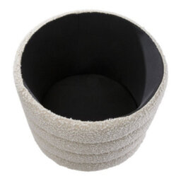 Thehotsale Beige Upholstered Round Storage Ottoman For Bedroom Living Room And Makeup Room - thumbnail 3