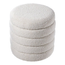 Thehotsale Beige Upholstered Round Storage Ottoman For Bedroom Living Room And Makeup Room - thumbnail 2