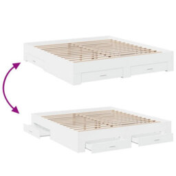 Berkfield Bed Frame With Drawers Without Mattress White 180X200 Cm Super King - thumbnail 7