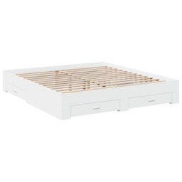 Berkfield Bed Frame With Drawers Without Mattress White 180X200 Cm Super King - thumbnail 3