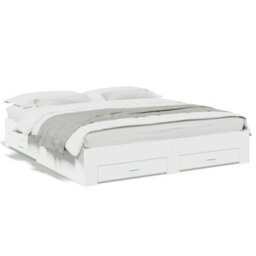 Berkfield Bed Frame With Drawers Without Mattress White 180X200 Cm Super King - thumbnail 2