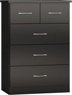 Seconique Nevada 3+2 Drawer Chest In Black Gloss Finish - image 1