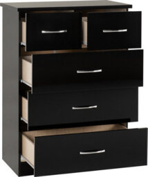 Seconique Nevada 3+2 Drawer Chest In Black Gloss Finish - thumbnail 6