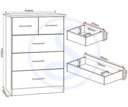 Seconique Nevada 3+2 Drawer Chest In Black Gloss Finish - thumbnail 2