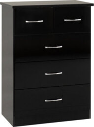 Seconique Nevada 3+2 Drawer Chest In Black Gloss Finish - thumbnail 3