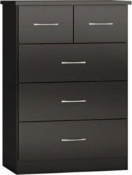 Seconique Nevada 3+2 Drawer Chest In Black Gloss Finish - thumbnail 1