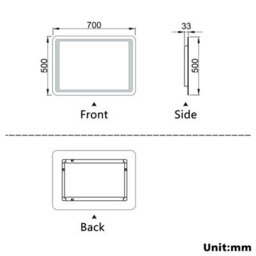 Probaty Bathrooms Led Illuminated Mirror Dimmable 700X500mm,hand Sweep Sensor Switch With Anti-Fog, Backlit Wall Vanity Mirror - thumbnail 3