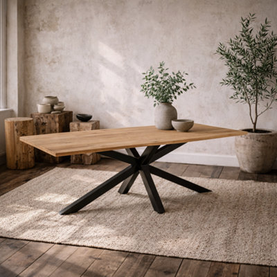 Wyld Haus Perth 220Cm Natural Oak Veneer Rectangular Dining Table With Black Metal Legs - image 1