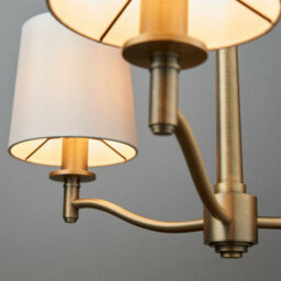 3 Bulb Ceiling Pendant Lamp & 2X Matching Wall Light Matt Antique Brass & Shade - thumbnail 3