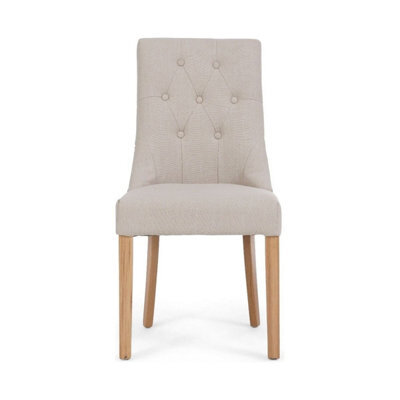 Furniture 48 Beatrix Cream Fabric Oak Leg Dining Chairs (Pair)