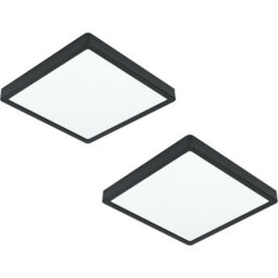 Set Of 2 Modern Black Flush Mount Ceiling Lights With White Plastic Shade - 20W Led