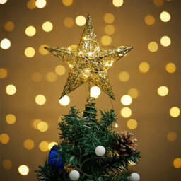 Living And Home Gold Lighted Up Christmas Tree Topper Star Christmas Decoration Xmas Ornament - thumbnail 2