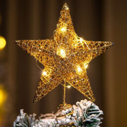 Living And Home Gold Lighted Up Christmas Tree Topper Star Christmas Decoration Xmas Ornament - thumbnail 1
