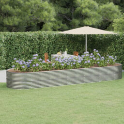 Berkfield Durable Garden Planter Powder-Coated Steel 510X140X68 Cm Silver - thumbnail 2