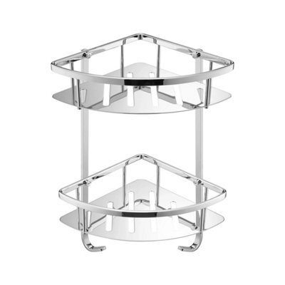FNX Bathrooms Chrome Double Shower Corner Caddy Basket - image 1