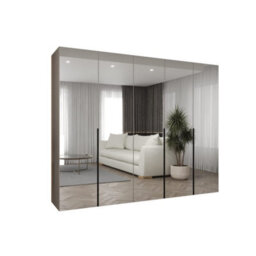 Arte Alicante Iii Cashmere Hinged Door Wardrobe 250Cm - Soft Modern Mirrored Wardrobe For Serene Bedroom Storage - thumbnail 2