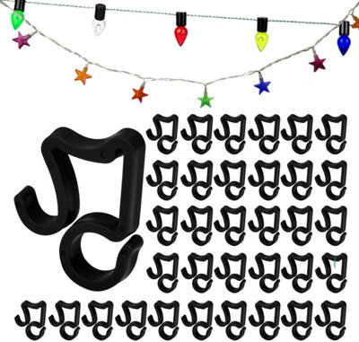 100 Plastic Clips For Gutter Garlands, Christmas Tree Decoration Supports, Mini Hooks For Christmas Garlands, Garland Clips, Black - image 1