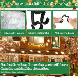 100 Plastic Clips For Gutter Garlands, Christmas Tree Decoration Supports, Mini Hooks For Christmas Garlands, Garland Clips, Black - thumbnail 3