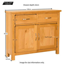 Newlyn Oak Small Sideboard Fully Assembled - By Roseland Furniture - thumbnail 8