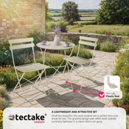 Tectake Garden Table And Chairs Frieda - 2 Seater, For Balconies, Patios & Terraces, Folding & Lightweight - Cream - thumbnail 7