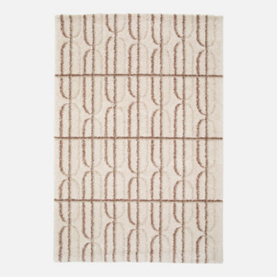 Sweeek - Indoor Rug With Cream, Pink, And Brown Graphic Pattern 230X160 Cm - Aris - image 1