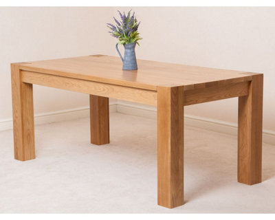 That's Furniture Kuba 180 X 90 Cm Chunky Oak Dining Table And 8 Chairs Dining Set With Berkeley Brown Leather Chairs - image 1