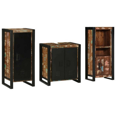 Berkfield Bathroom Furniture Set 3 Pcs Multicolour Solid Reclaimed Wood - image 1