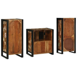 Berkfield Bathroom Furniture Set 3 Pcs Multicolour Solid Reclaimed Wood - thumbnail 8