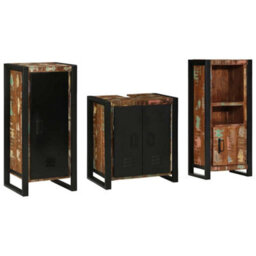 Berkfield Bathroom Furniture Set 3 Pcs Multicolour Solid Reclaimed Wood - thumbnail 2