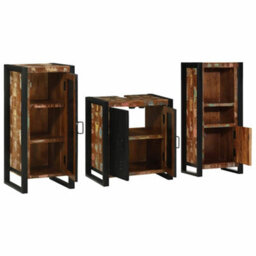 Berkfield Bathroom Furniture Set 3 Pcs Multicolour Solid Reclaimed Wood - thumbnail 3