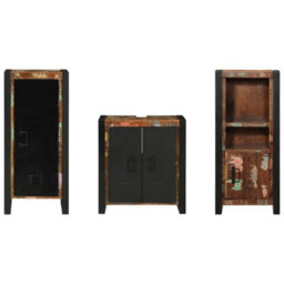 Berkfield Bathroom Furniture Set 3 Pcs Multicolour Solid Reclaimed Wood - thumbnail 7
