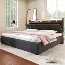 King Upholstered Storage Bed With Led, Usb & Headboard - thumbnail 8